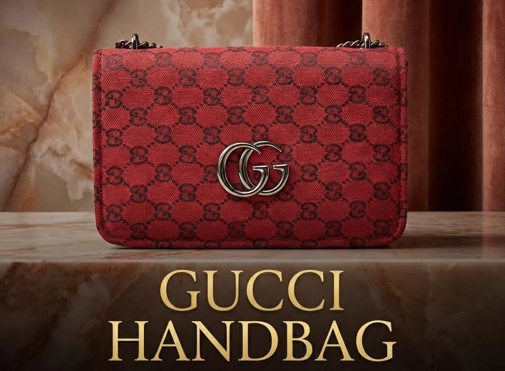 Red Velvet Printed Gucci Girl's Shoulder Bag with Chain Strap - Image 2