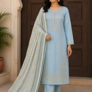 3 Pcs Women's Unstitched Embroidered Suit