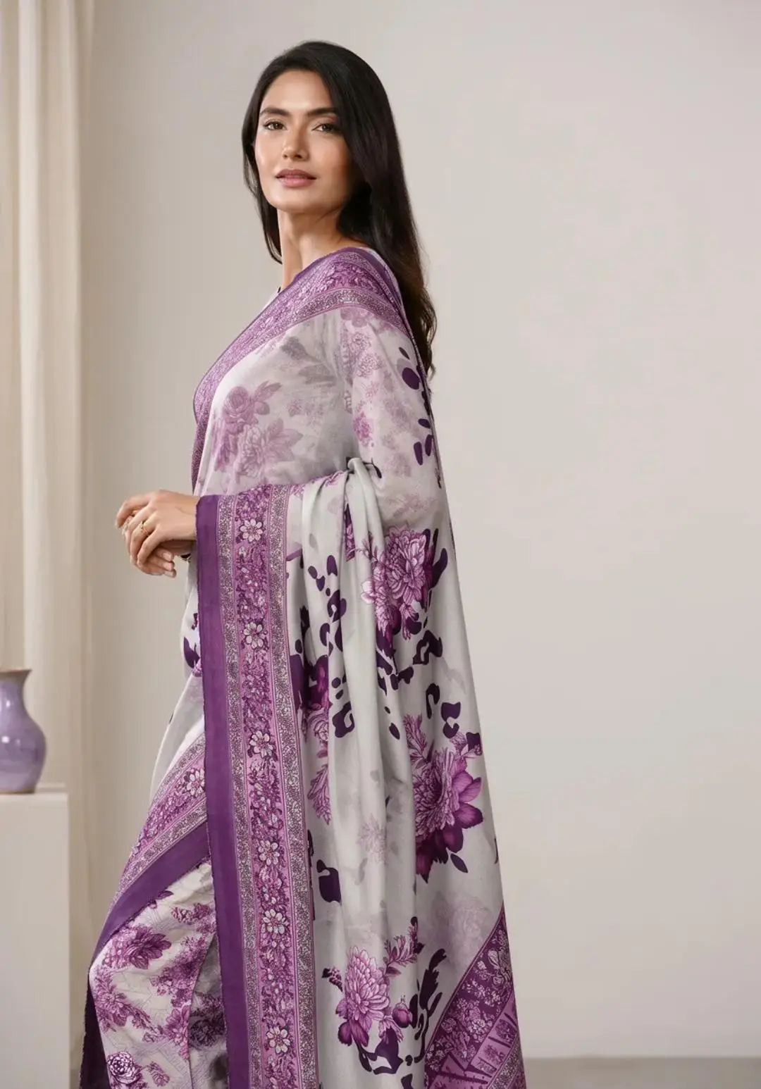 Women's Unstitched 3.Pc Digital Print Suit - Image 4