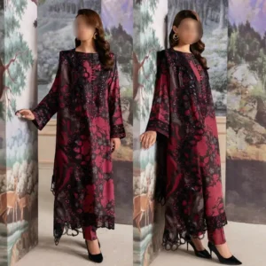 3 Pcs Women's Unstitched Digital Print Suit