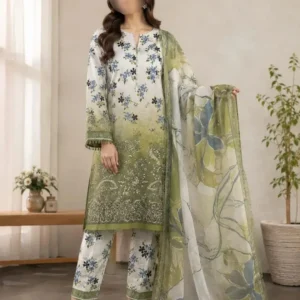 3 Pcs Women's Unstitched Chikankari Embroidered Suit (Others Colours Option Available)