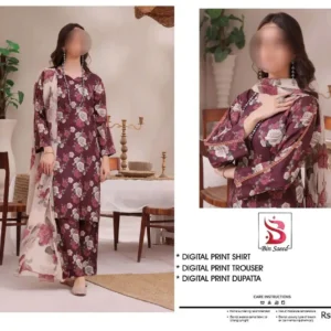 3 Pcs Women's Unstitched Digital Print Suit