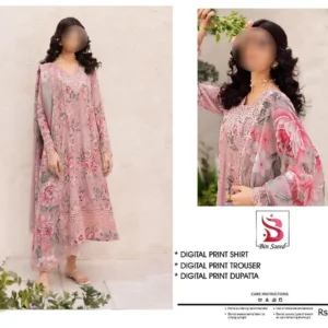 3 Pcs Women's Unstitched Digital Print Suit