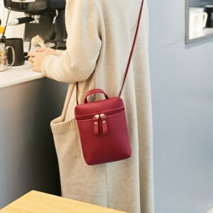 Red Women's Crossbody Phone Bag 2025 Casual Bucket Style