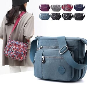 Women Nylon Messenger Bag Multi Compartment Casual Shoulder Bag