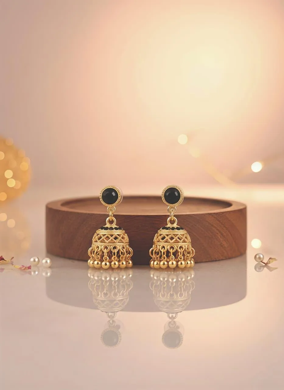 Gold Plated Jhumkas for Bridal & Party Wear - Image 2