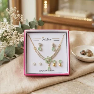 Funky Gold Plated Crystal Necklace Set
