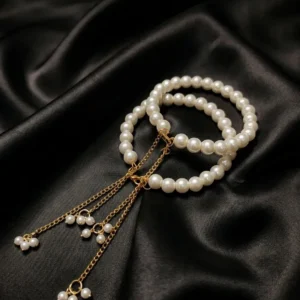 Adjustable Pearl Chain Bracelet Set for Women (White, Golden, Pink, Red, Black Color Options)