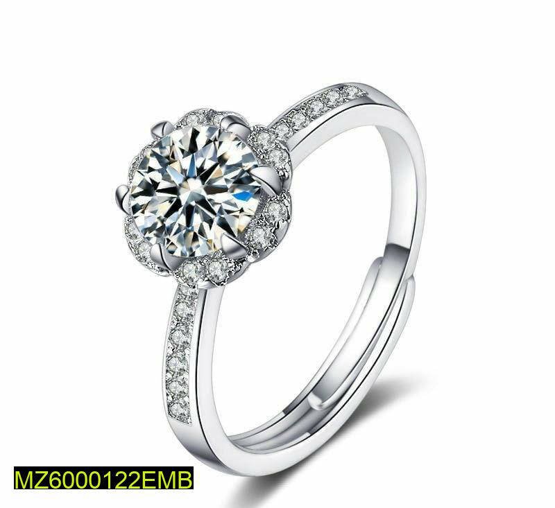 Adjustable Silver Plated CZ Ring for Women - Image 2