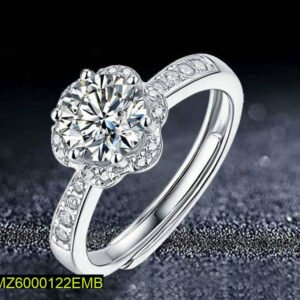 Adjustable Silver Plated CZ Ring for Women