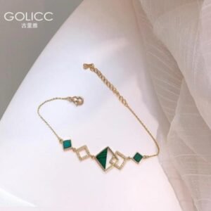 Gold Plated Green Stone Bracelet for Women