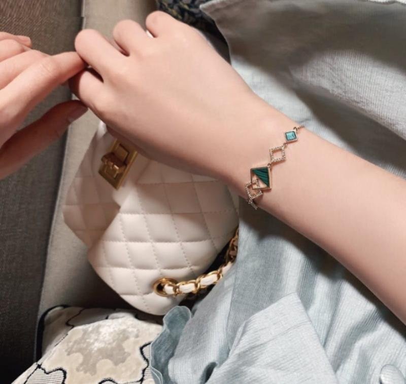 Gold Plated Green Stone Bracelet for Women - Image 3