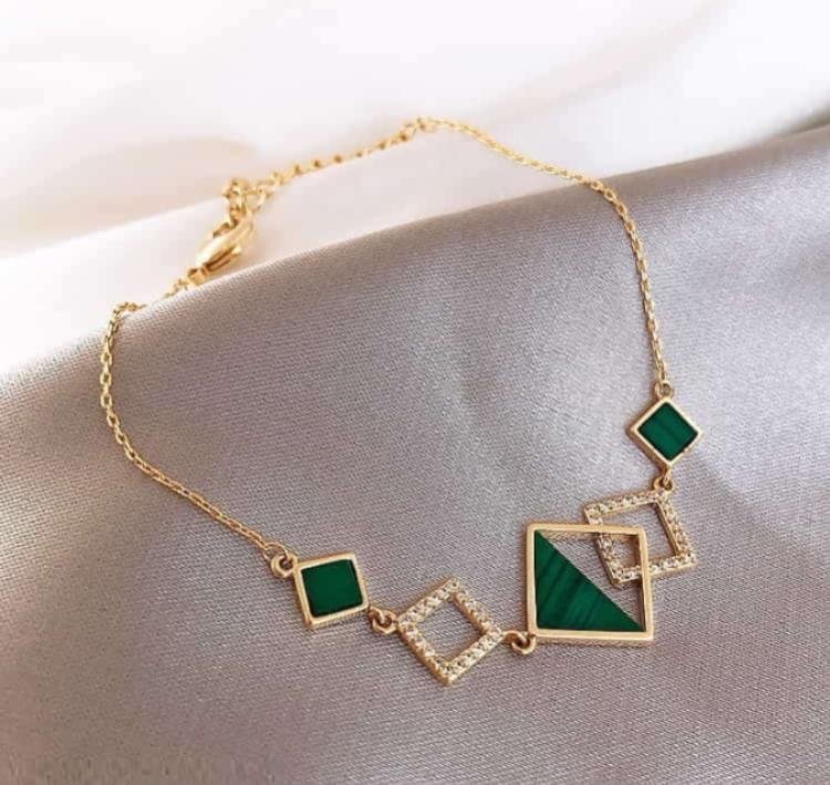 Gold Plated Green Stone Bracelet for Women - Image 4