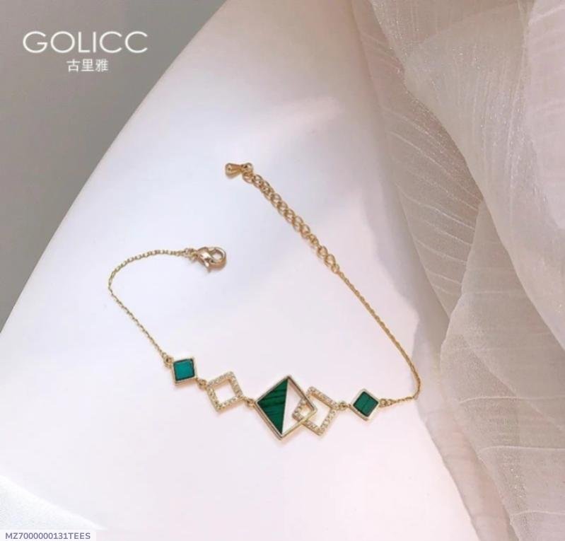Gold Plated Green Stone Bracelet for Women - Image 5