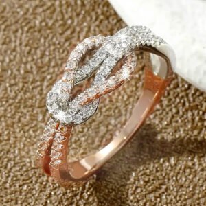 Two-Color Zircon Infinity Ring for Women Daily Wear Jewelry (No.6-No.10)