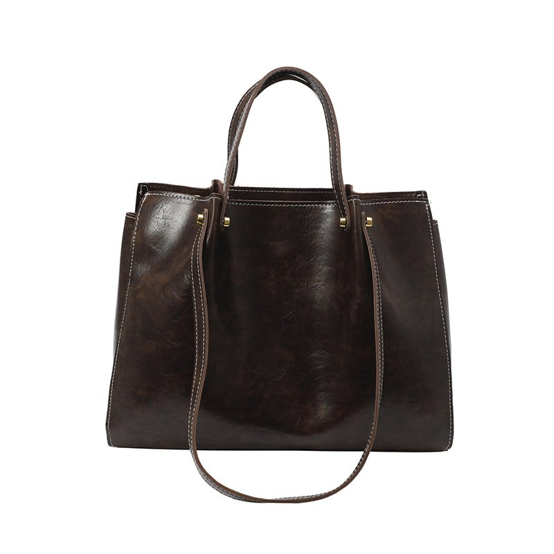 Cream Textured Women's Tote Bag with Gold Hardware - Image 10