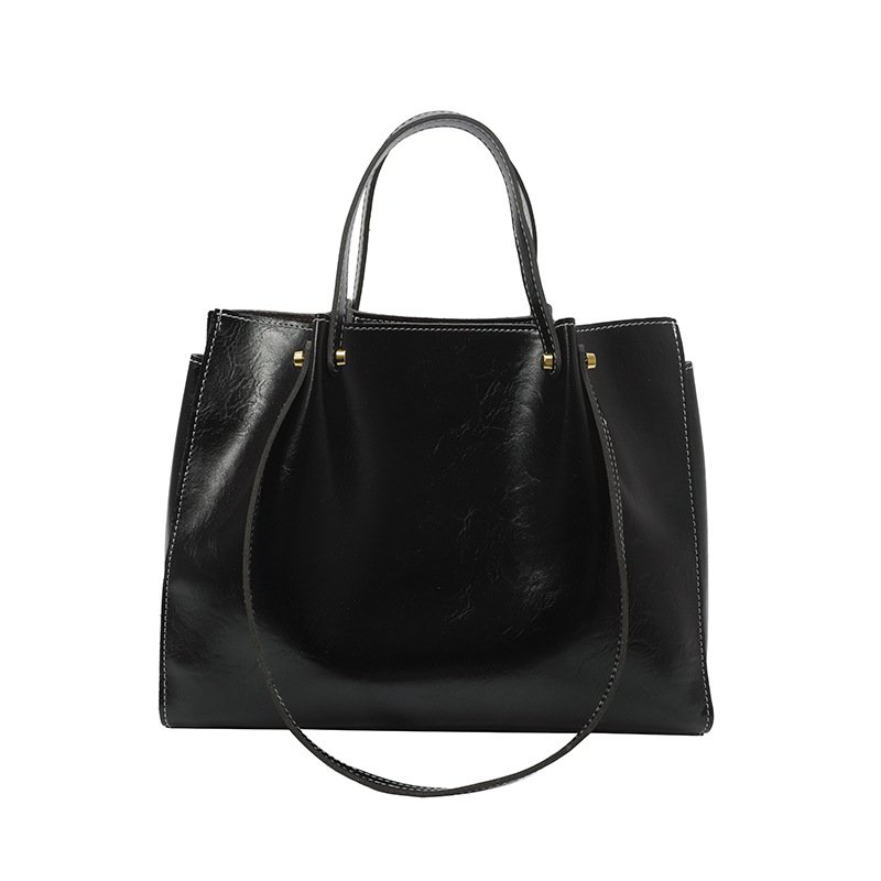 Cream Textured Women's Tote Bag with Gold Hardware - Image 6