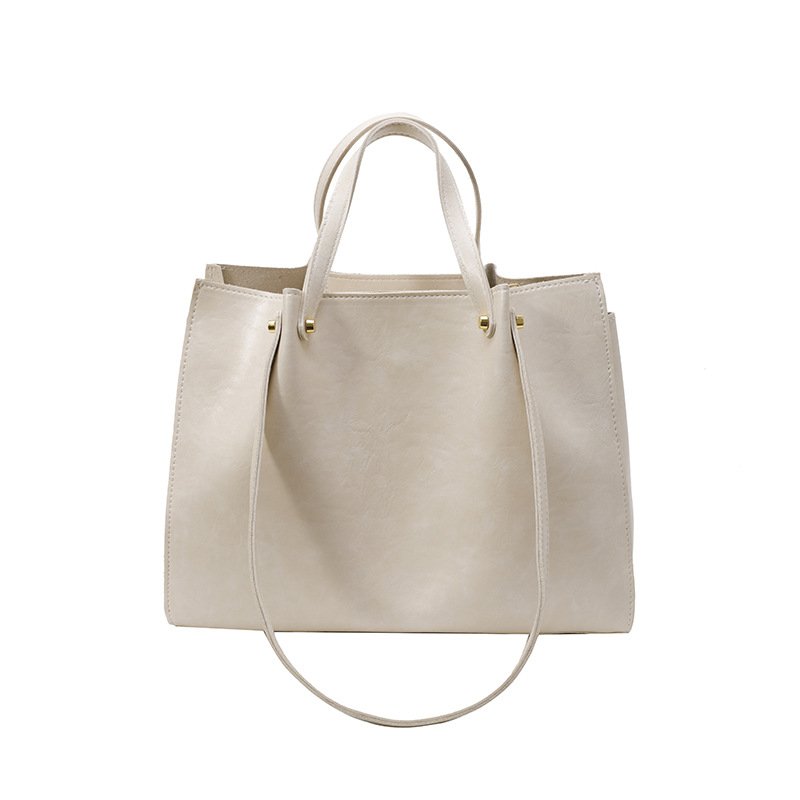Cream Textured Women's Tote Bag with Gold Hardware - Image 7