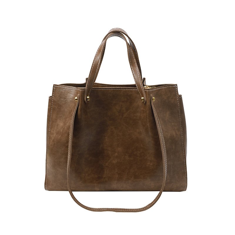 Cream Textured Women's Tote Bag with Gold Hardware - Image 8