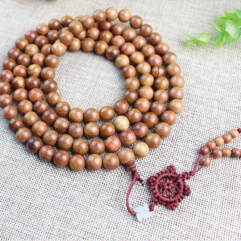 Myanmar Rosewood Bracelet 108 Beads Red Macrame Knot - Image 2