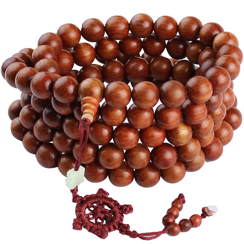 Myanmar Rosewood Bracelet 108 Beads Red Macrame Knot - Image 5