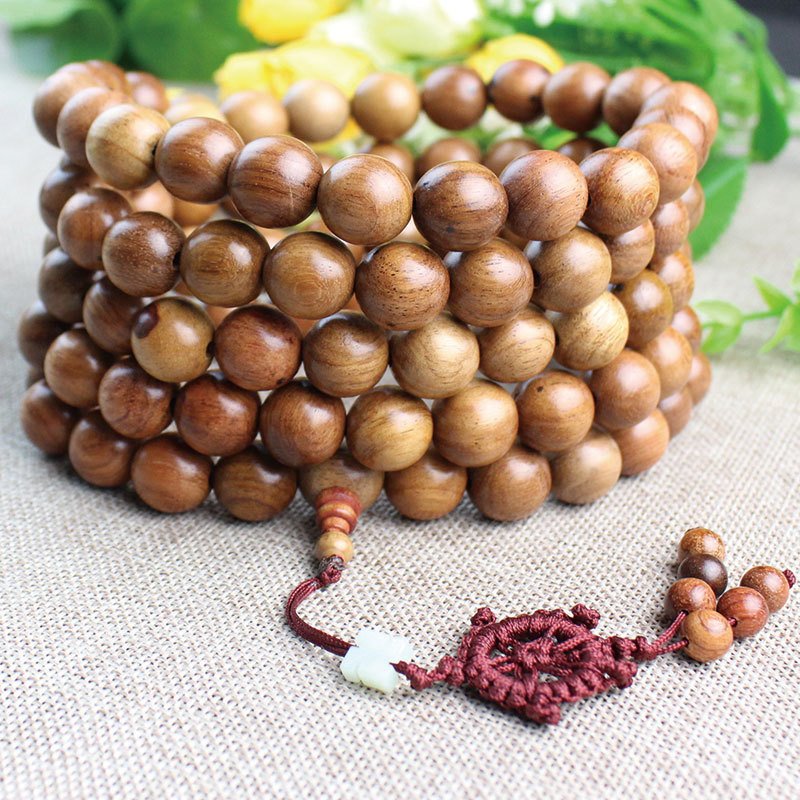 Myanmar Rosewood Bracelet 108 Beads Red Macrame Knot - Image 6