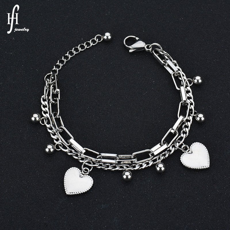 Gold Heart Charm Bracelet for Women (Golden/Silver) - Image 4