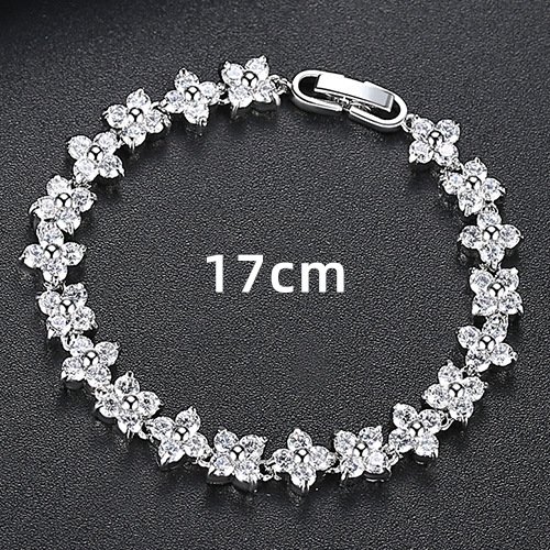 Silver Flower Bracelet for Women with Sparkling Stones - Image 6