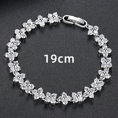 Silver Flower Bracelet for Women with Sparkling Stones - Image 7