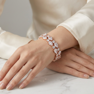 Women Rose Gold Zircon Banquet Bracelet for Weddings Parties