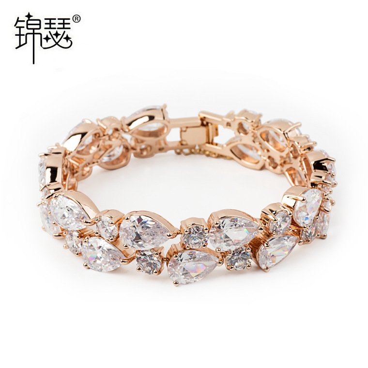 Women Rose Gold Zircon Banquet Bracelet for Weddings Parties - Image 10