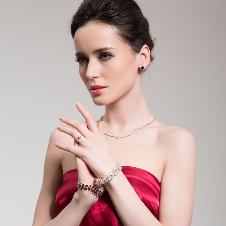 Women Rose Gold Zircon Banquet Bracelet for Weddings Parties - Image 5